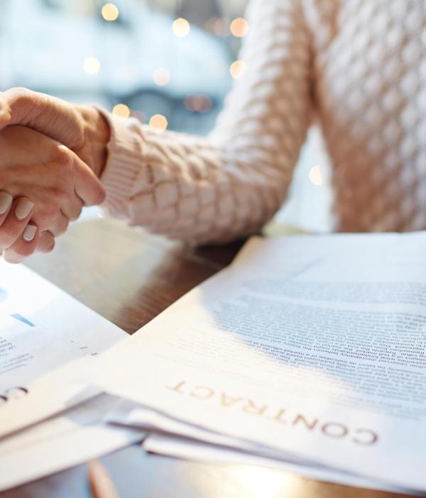 Greeting new partner Humans striking insurance deal and handshaking